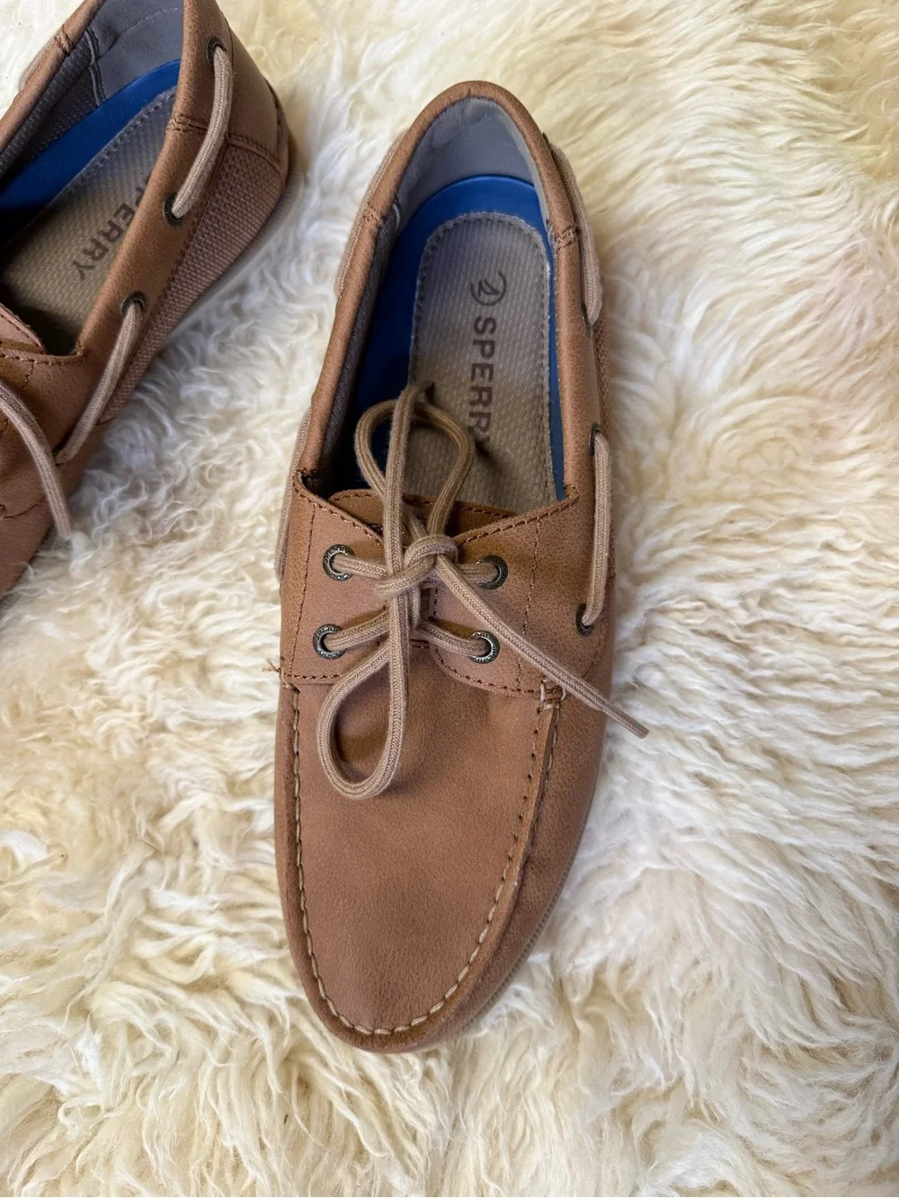 NEW $110 Sperry Men’s 8.5 Brown Leather Boat Shoes Slip On Loafers comfy sneaker